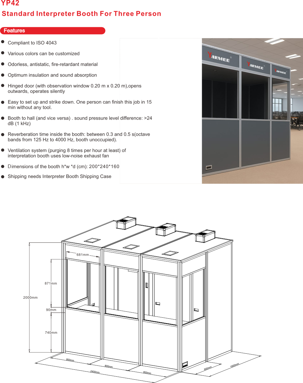 YARMEE Interpreter booth for 3 interpreters