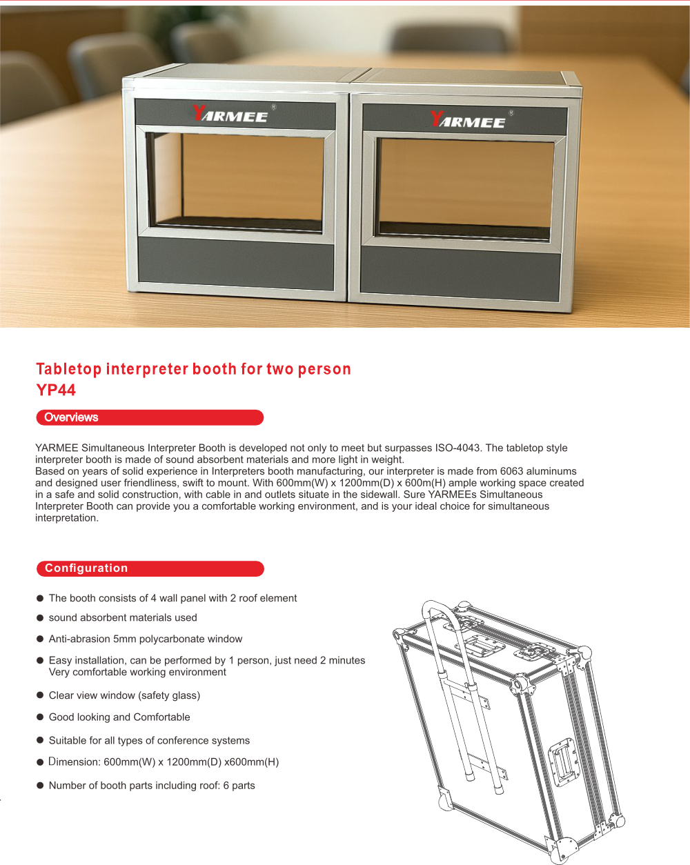 YP44 YARMEE table top interpreter booth