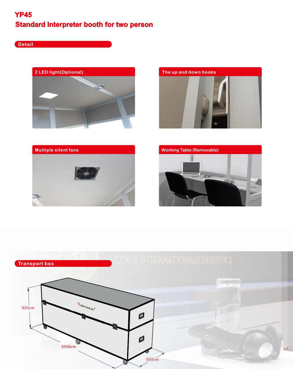 YP45 YARMEE interpreter booth for interpreter